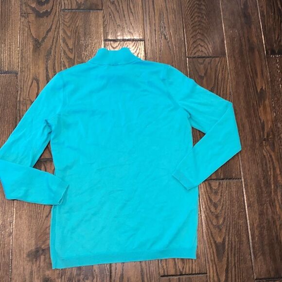 Talbots petites turquoise knit sweater size small petite cotton blend - Picture 7 of 7